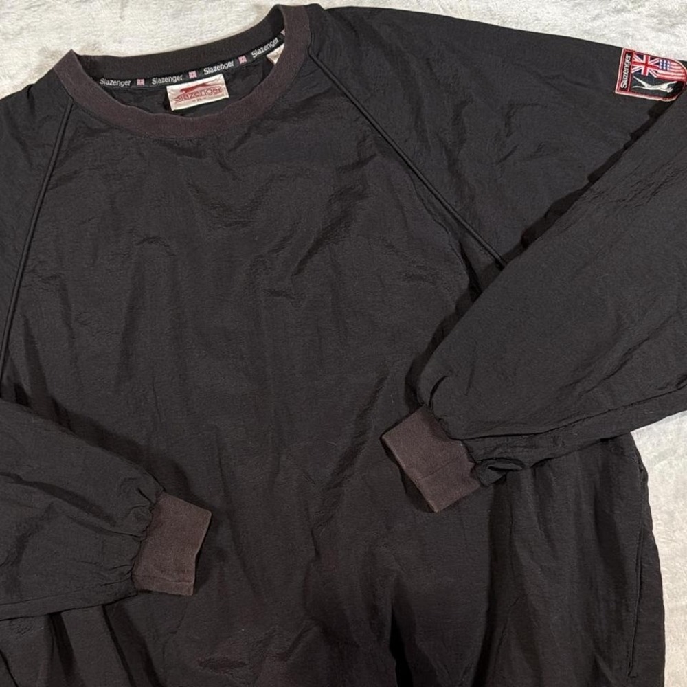 90s Vintage Slazenger Crewneck Windbreaker | Black |‎ XL